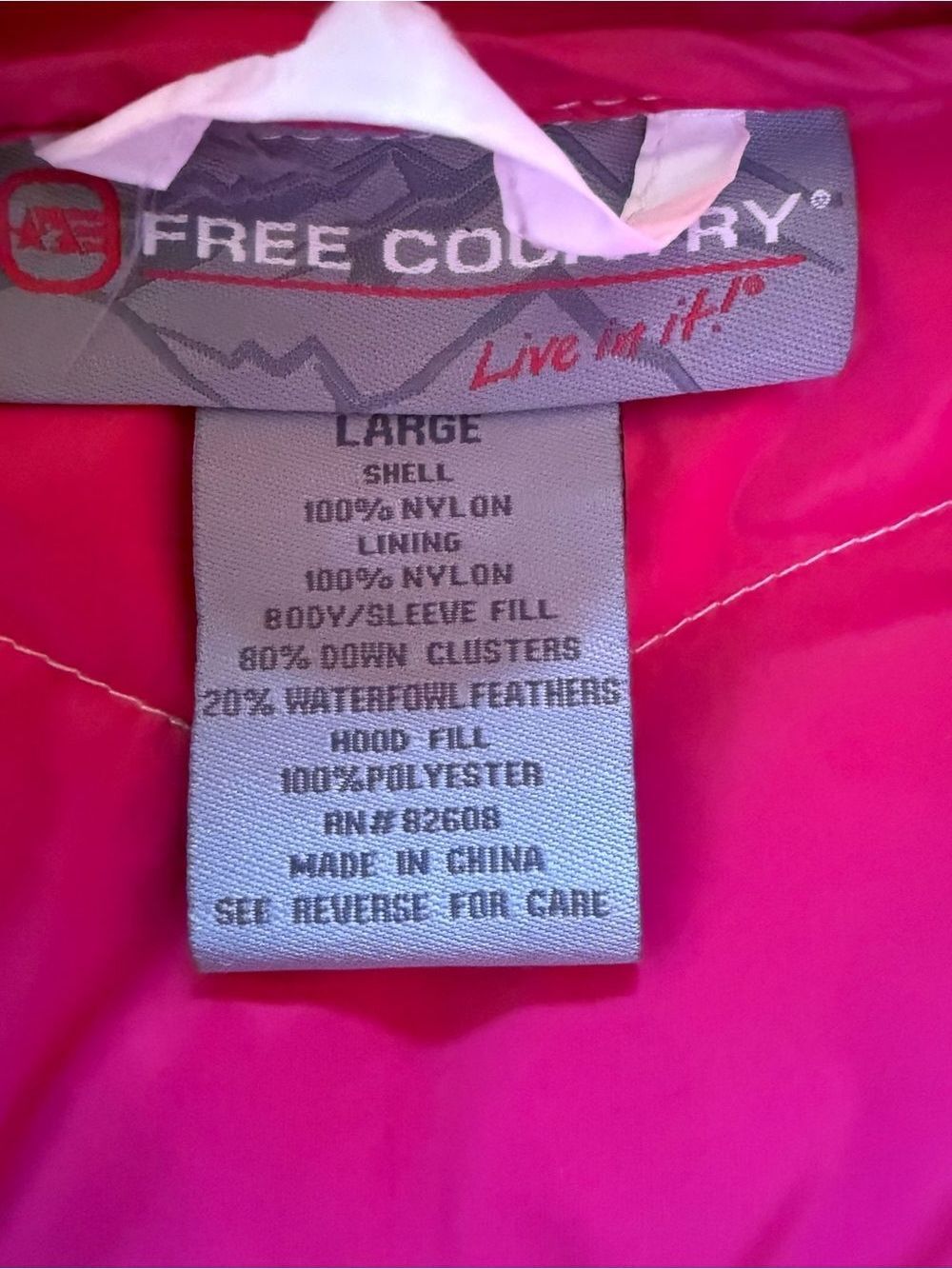 Free Country Women’s White Quilted Puffer Jacket Pink Lining Full Zip Large NWT - Picture 3 of 7